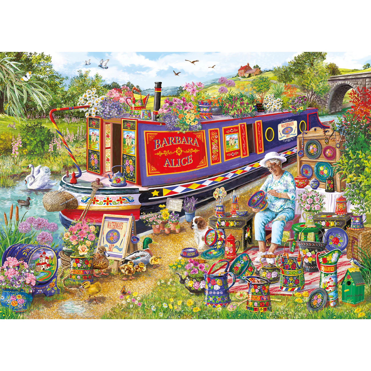 Gibsons Canal Boat Blooms 1000 piece Jigsaw Puzzle - Image 2