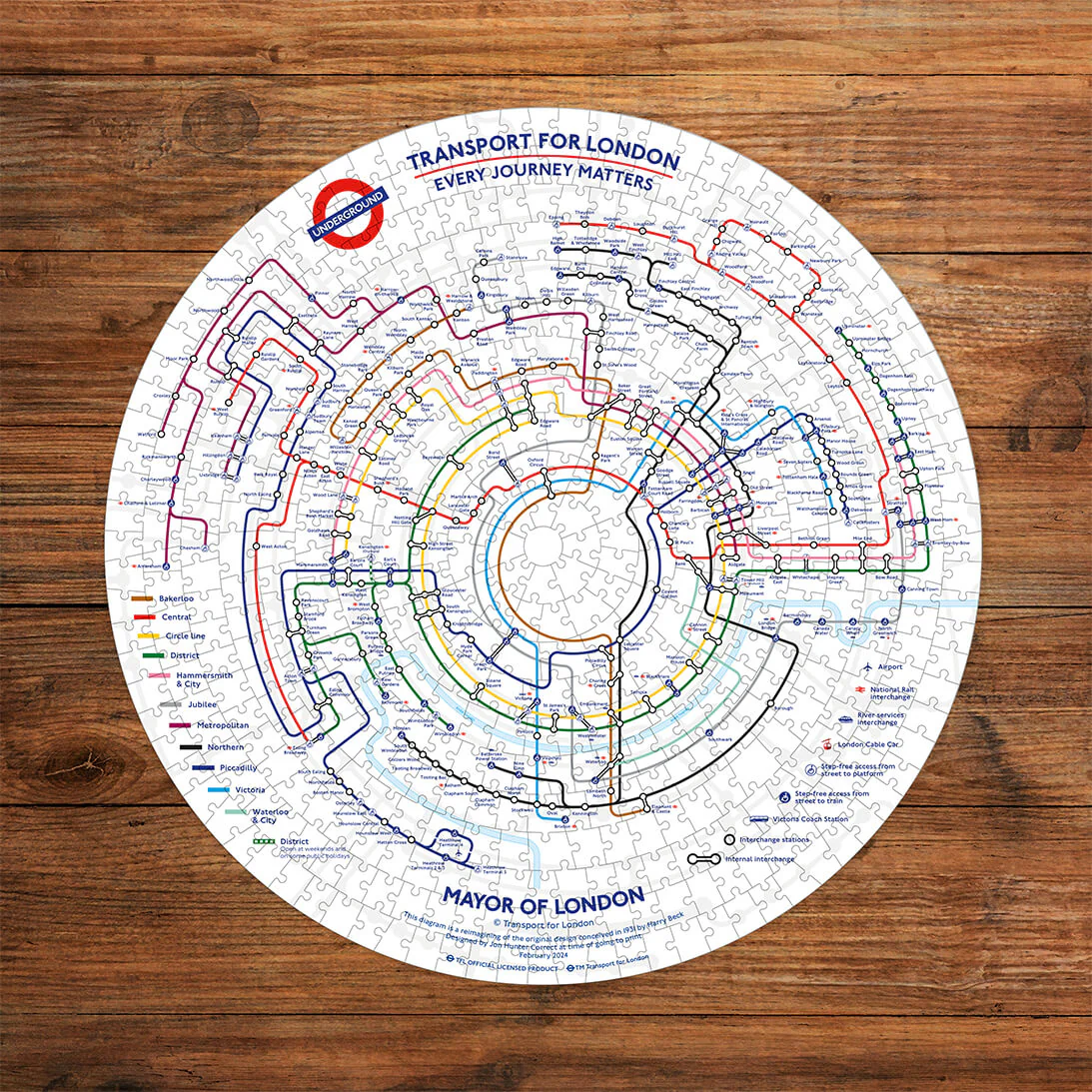 Gibsons TfL: Circular Underground Map 500 piece Circle Jigsaw Puzzle - Image 3