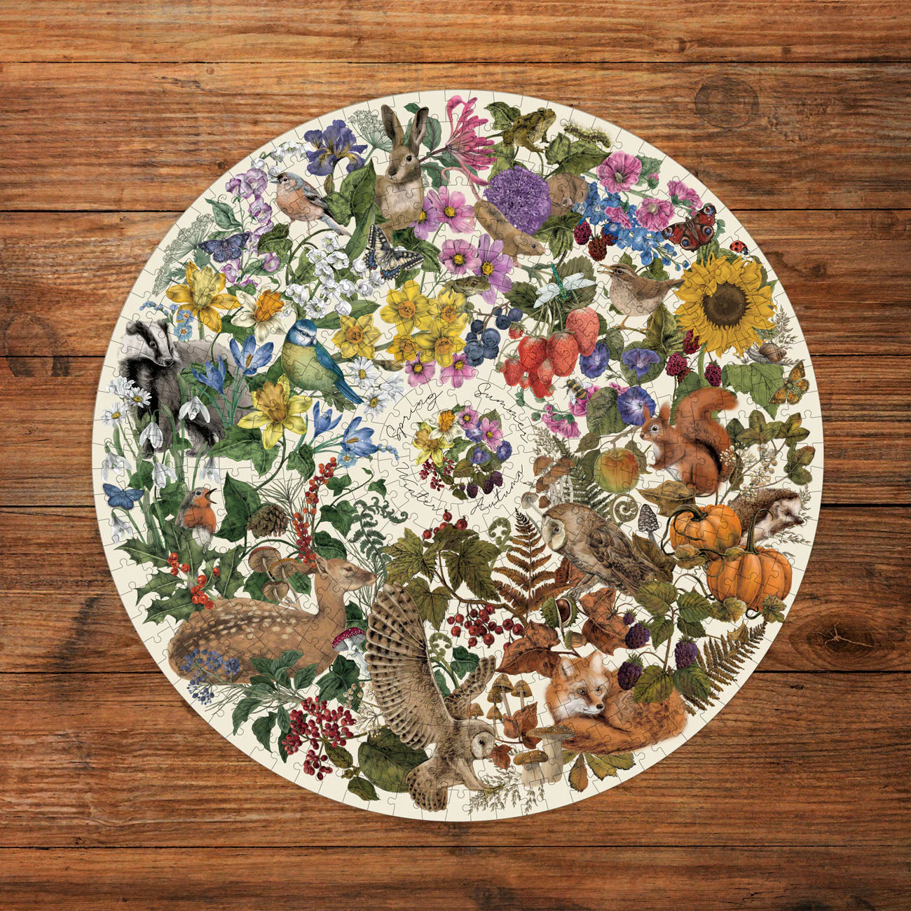 Gibsons The Art File: Nature's Seasons 500 piece Circle Jigsaw Puzzle - Image 3