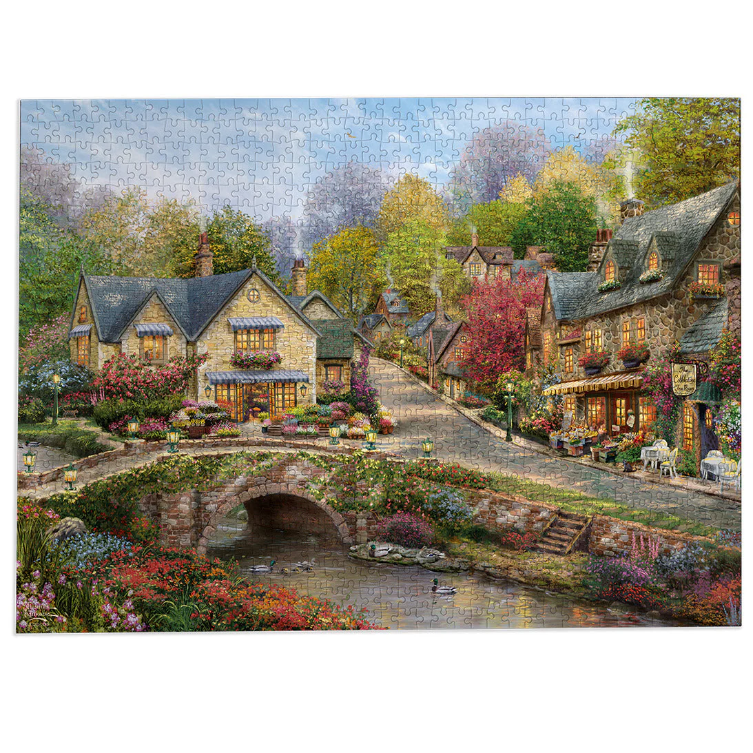 Gibsons Thomas Kinkade: Summer in Cobblestone Village 1000 piece Jigsaw Puzzle - Image 2