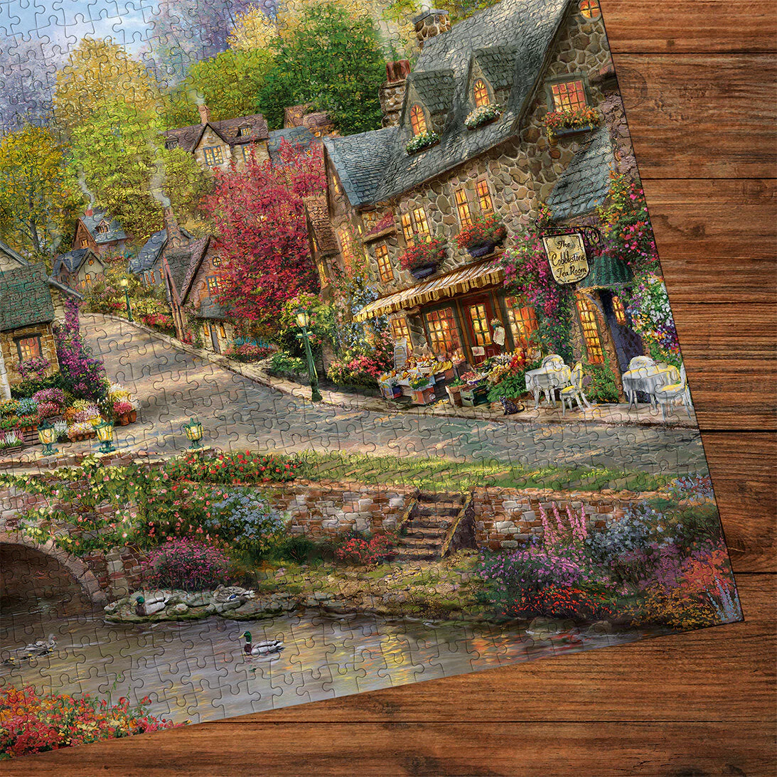 Gibsons Thomas Kinkade: Summer in Cobblestone Village 1000 piece Jigsaw Puzzle - Image 4