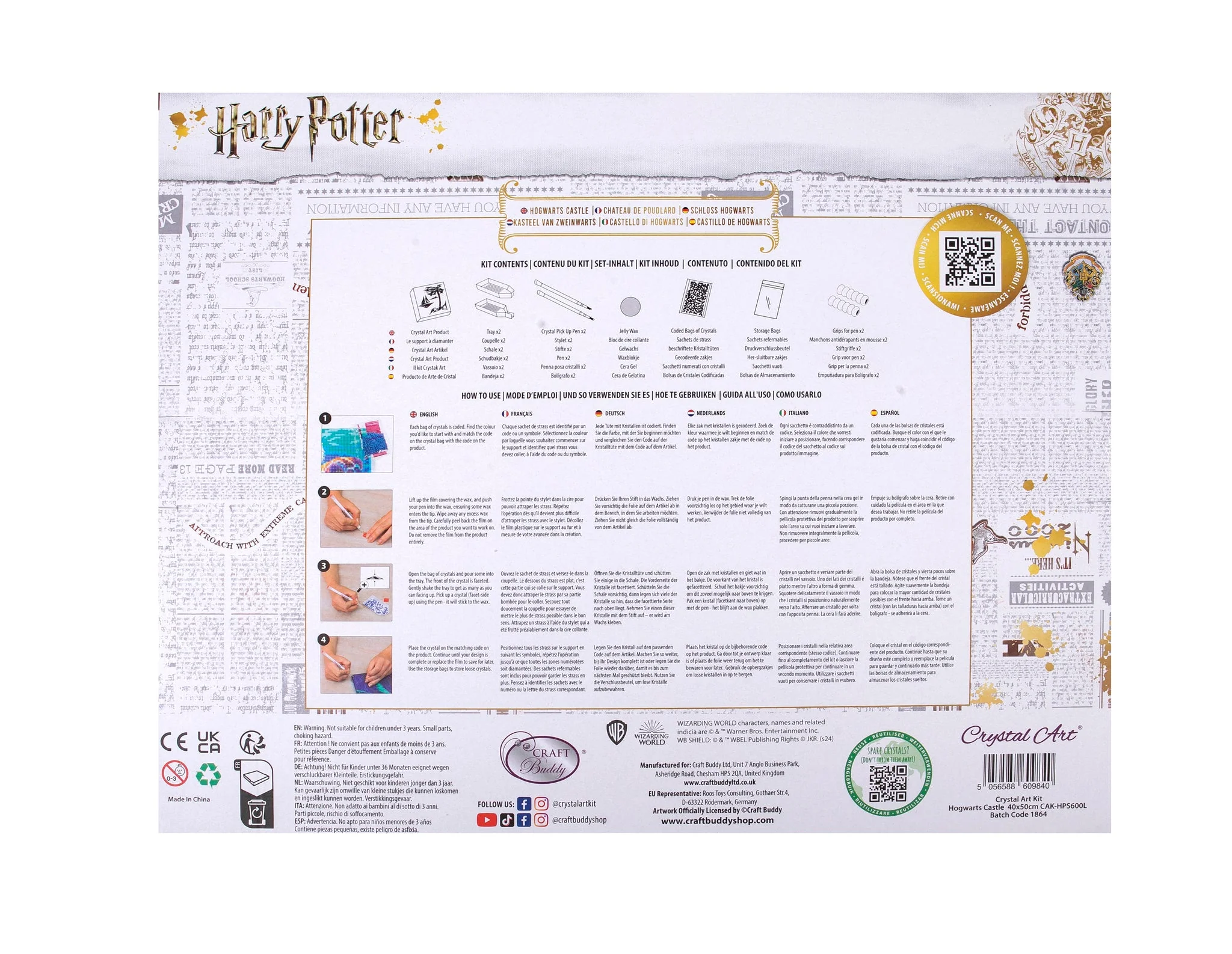 Hogwarts Castle, 40x50cm Crystal Art Kit - Image 6