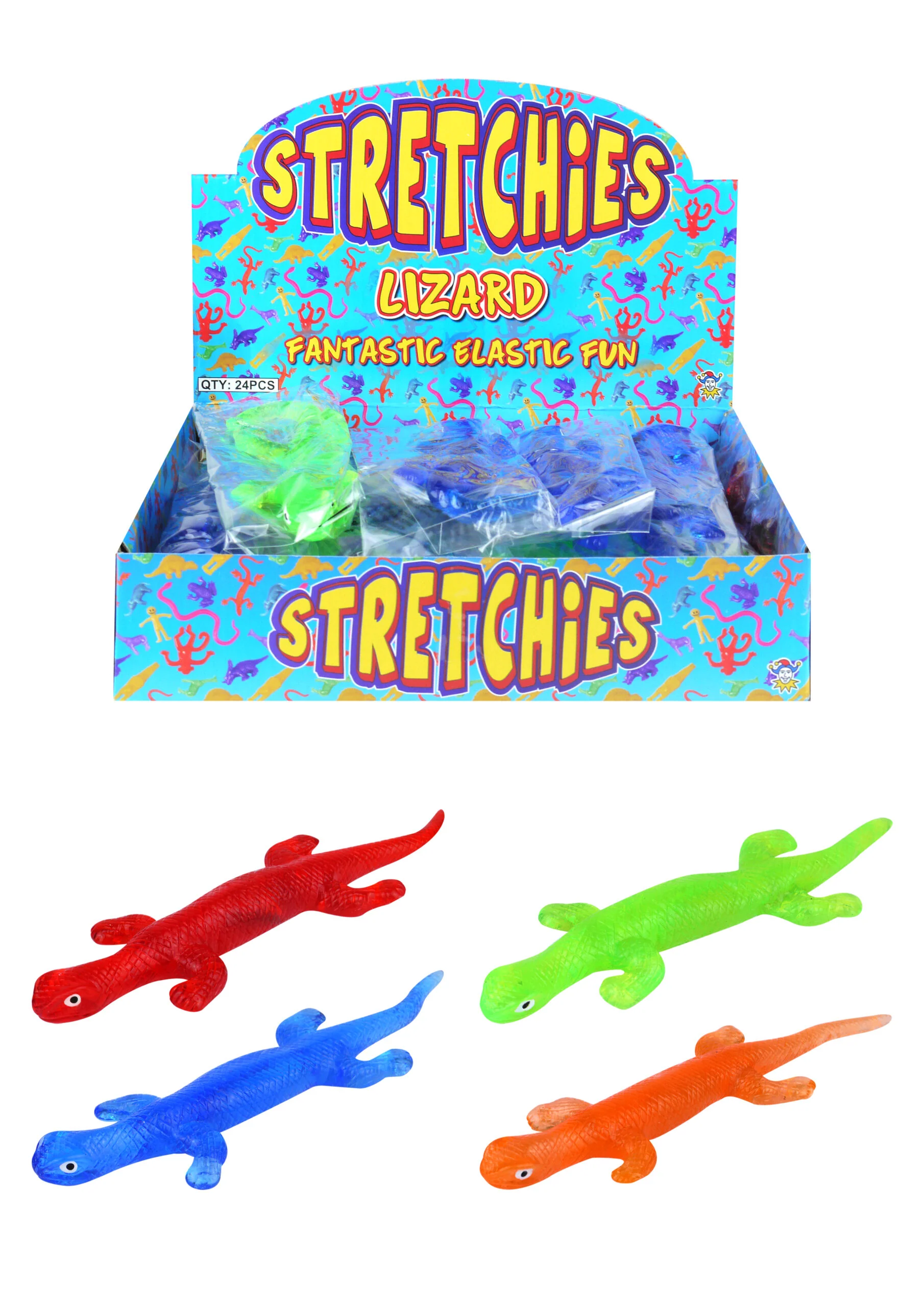Stretch Sticky Lizard 22cm 4 Asst Colours