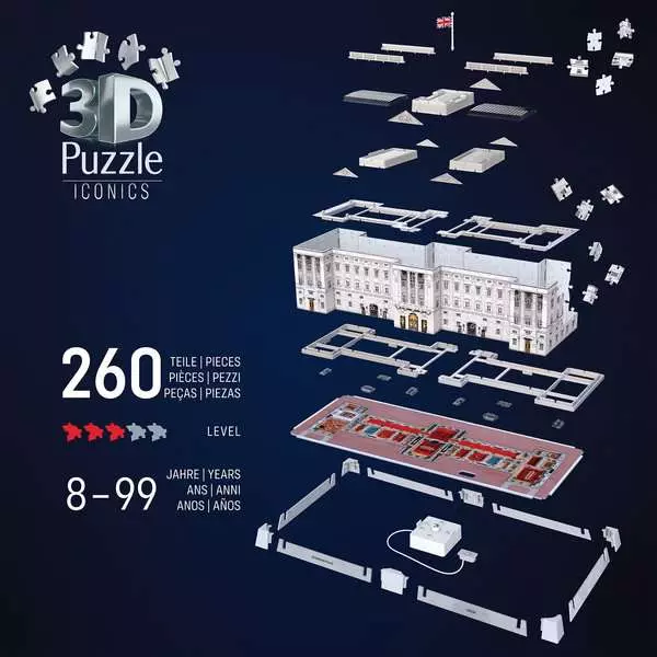 Ravensburger Iconics Buckingham Palace Light Up 216 Piece 3D Jigsaw Puzzle - Image 4