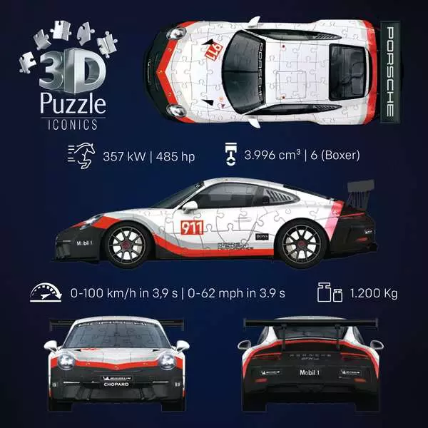 Ravensburger Iconics Porsche GT3 Cup 108 Piece 3D Jigsaw Puzzle - Image 8
