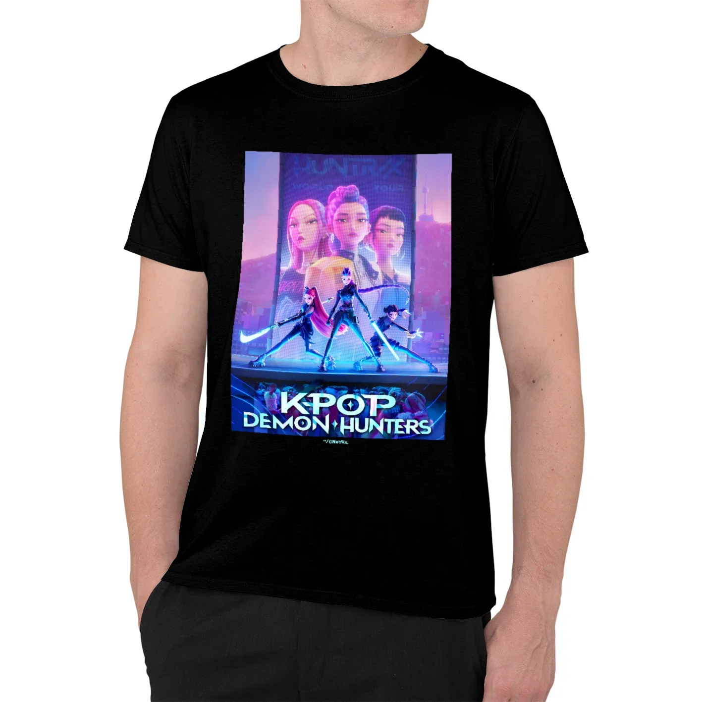 K-Pop Demon Hunters (Key Art) Black Unisex Short Sleeve T-Shirt (5-6yrs) - Image 3