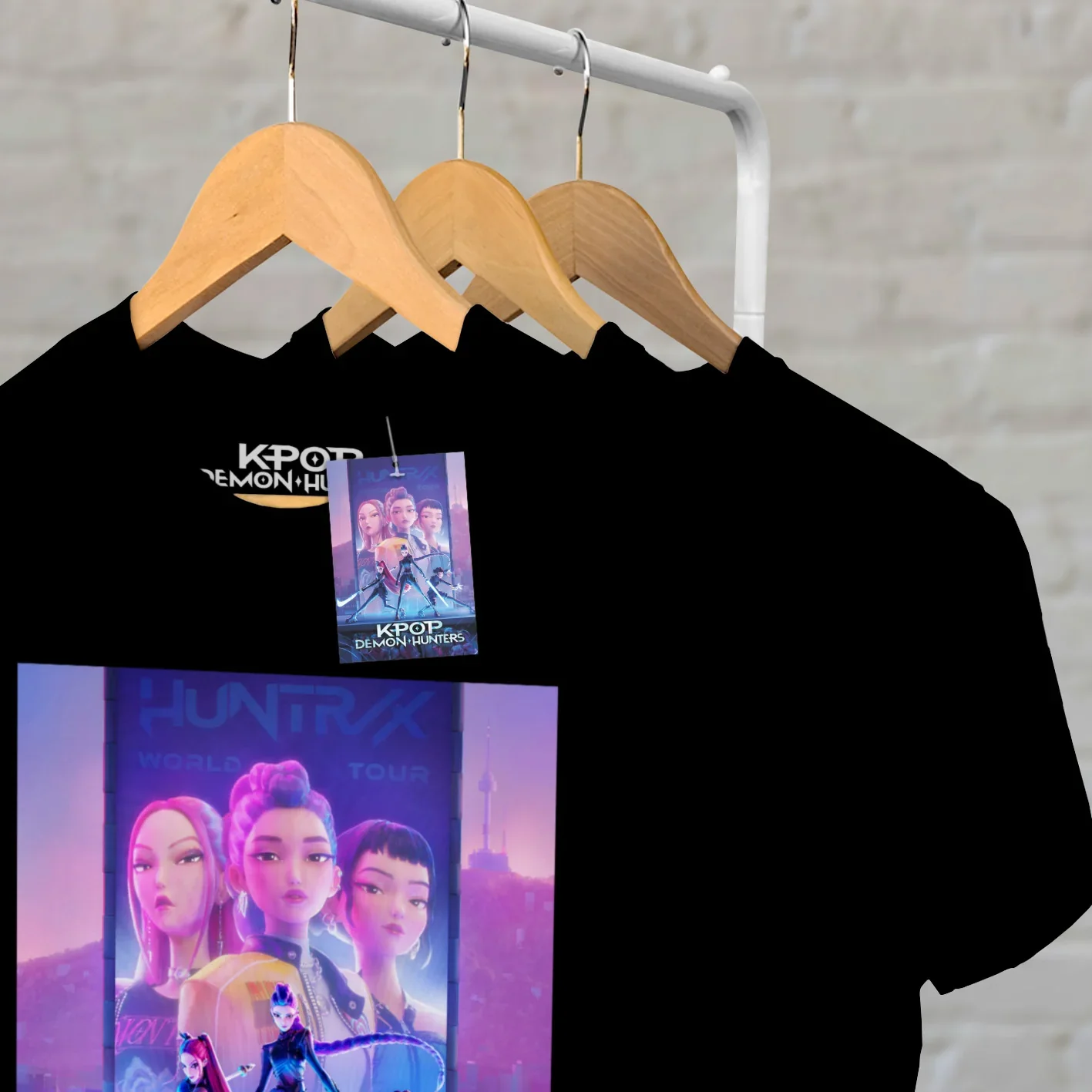 K-Pop Demon Hunters (Key Art) Black Unisex Short Sleeve T-Shirt (5-6yrs) - Image 5