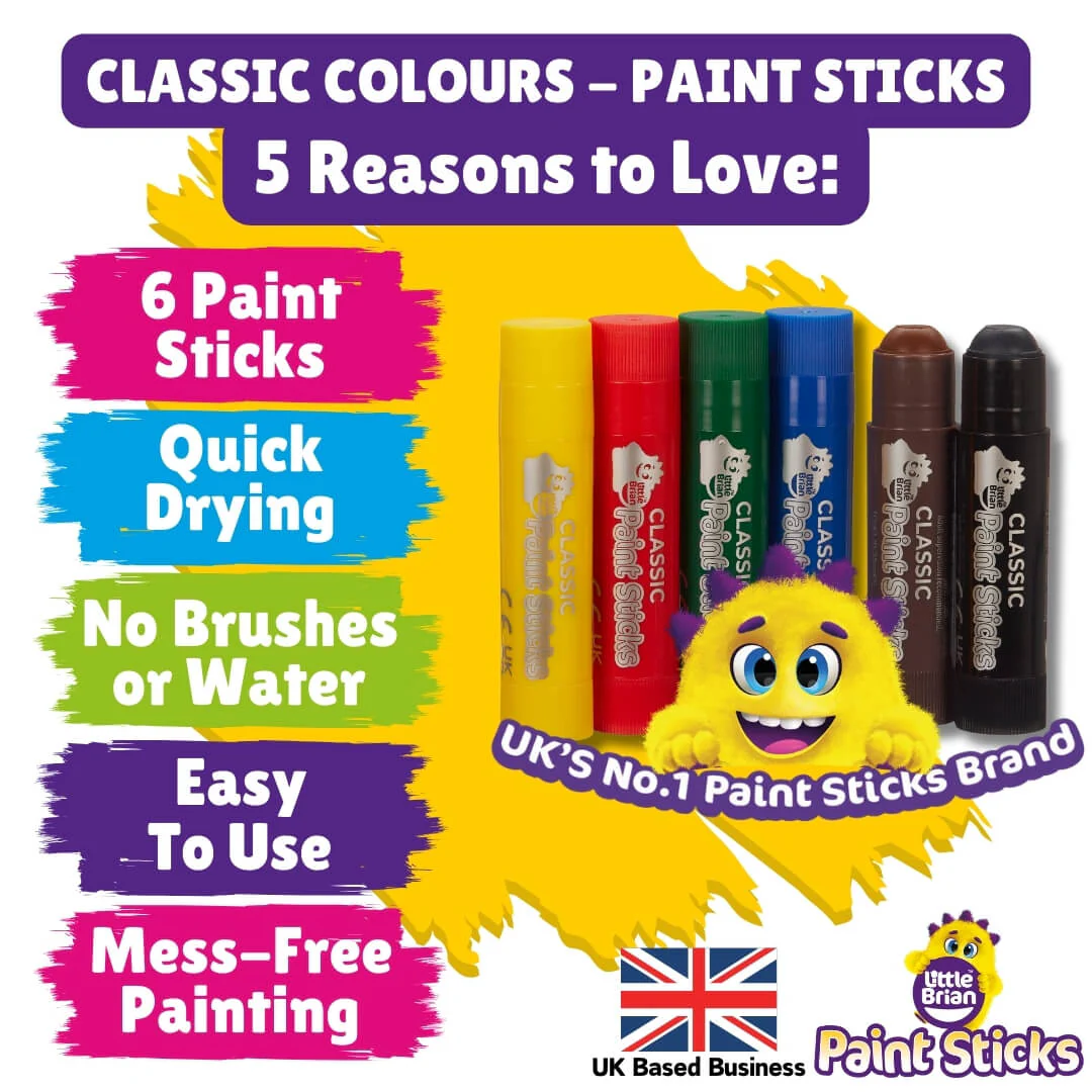Little Brian Paint Sticks Classic Colours 6 Asst - Image 2