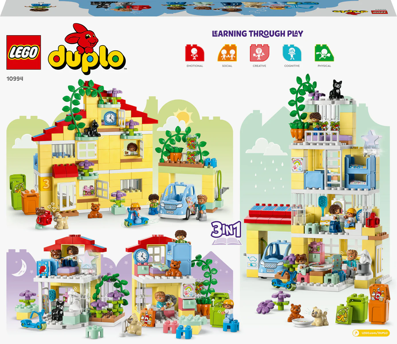 LEGO DUPLO 3in1 Family House Set with Toy Car 10994 - Image 3