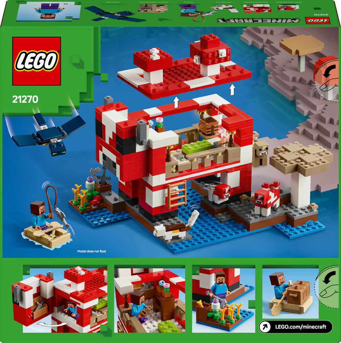 LEGO Minecraft The Mooshroom House Toy Playset 21270 - Image 3