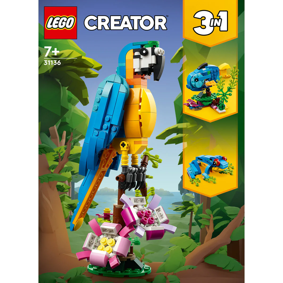 LEGO Creator 3 in 1 Exotic Parrot Toy Set 31136 - Image 2