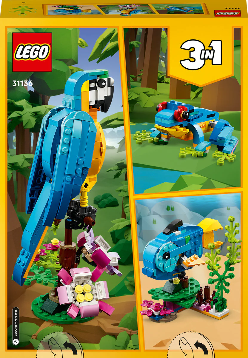 LEGO Creator 3 in 1 Exotic Parrot Toy Set 31136 - Image 3