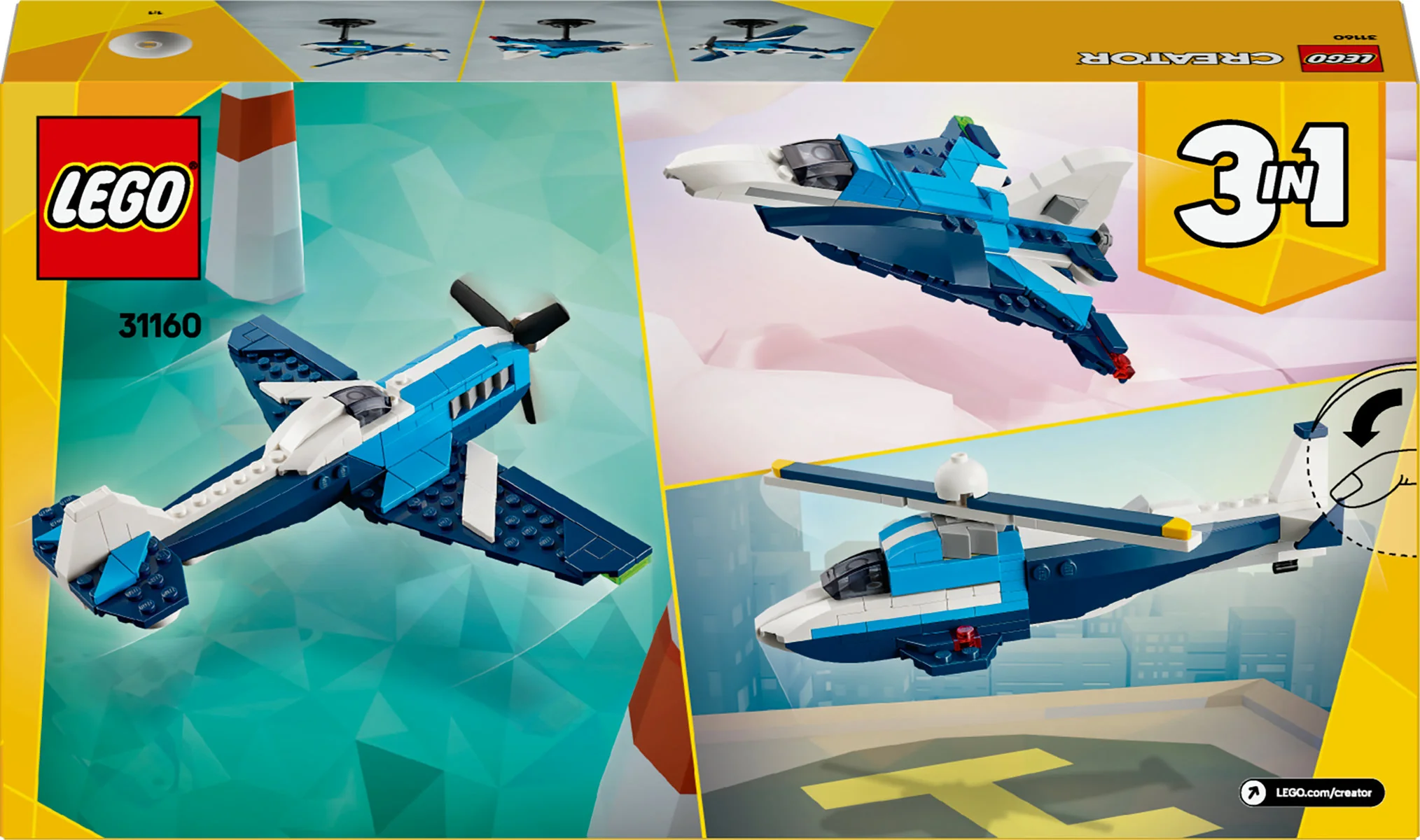 LEGO Creator 3in1 Aircraft: Race Plane Toy Set 31160 - Image 3
