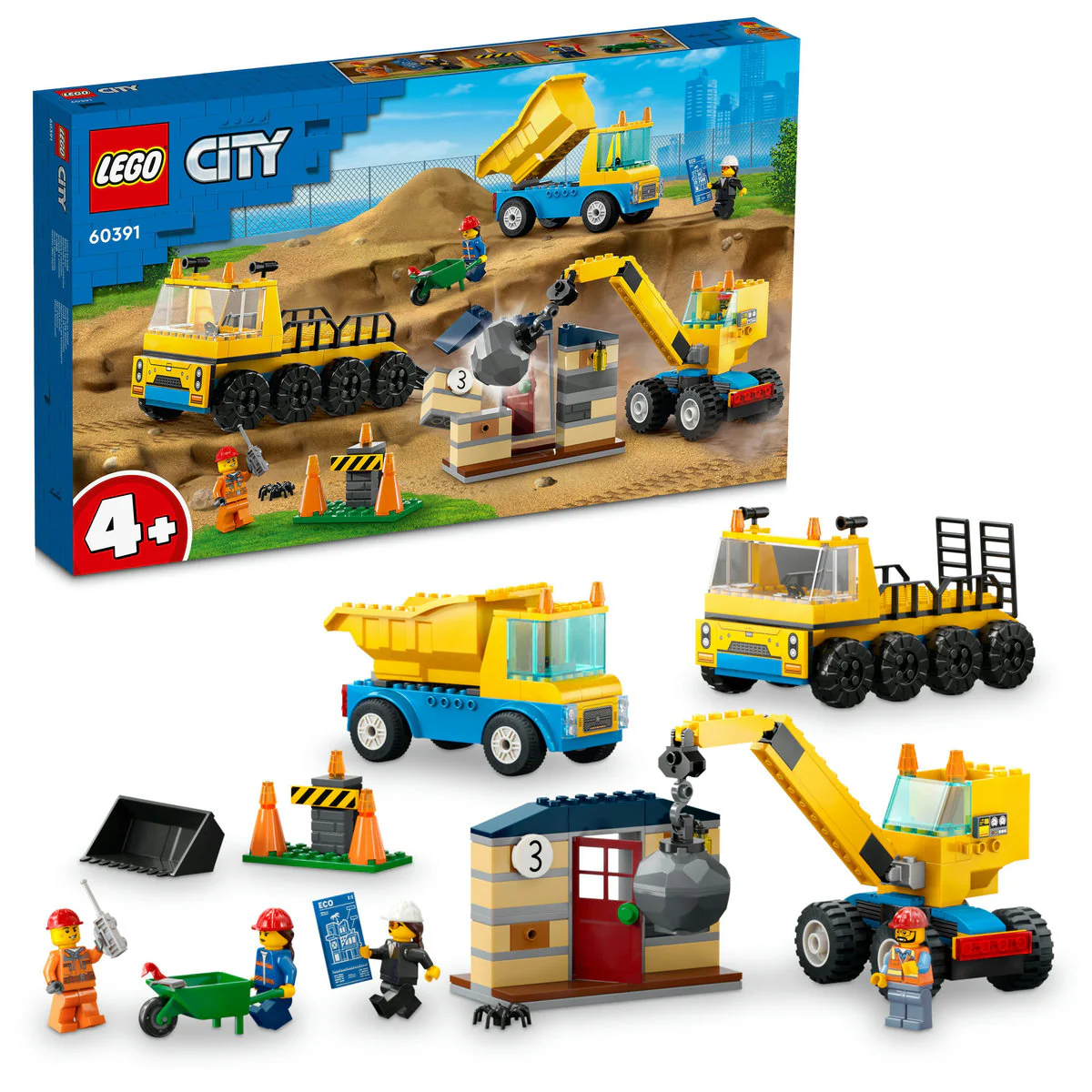 LEGO City Construction Trucks and Wrecking Ball Crane 60391 - Image 3