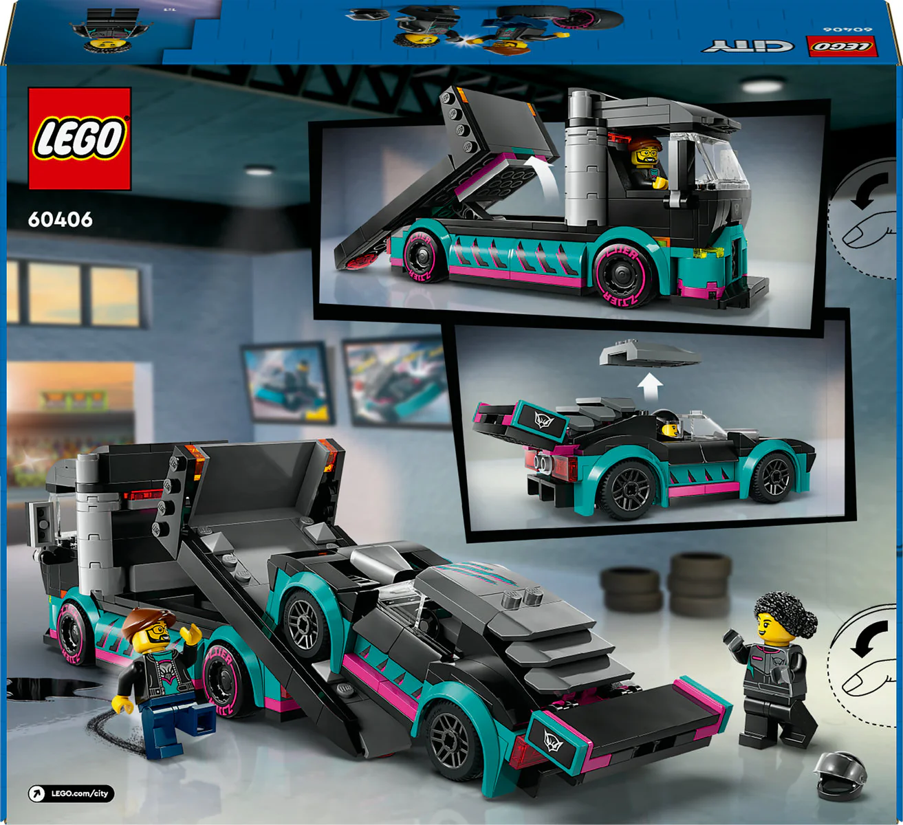 LEGO City Race Car and Car Carrier Truck 60406 - Image 2