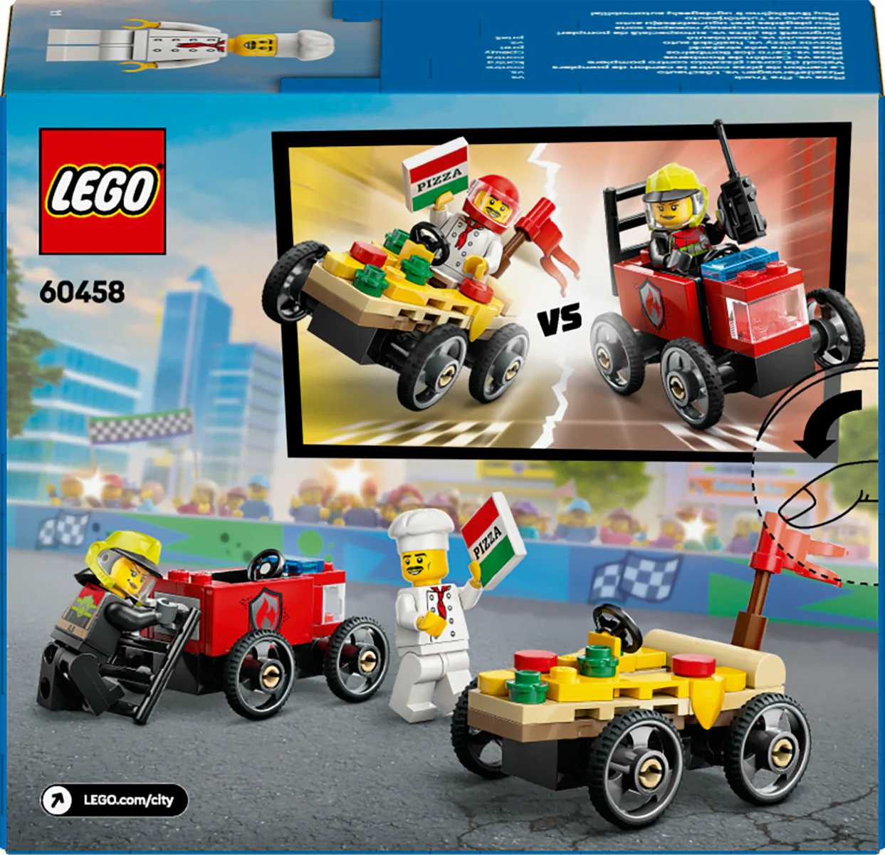 LEGO City Pizza vs. Fire Truck Race Car Pack 60458 - Image 3