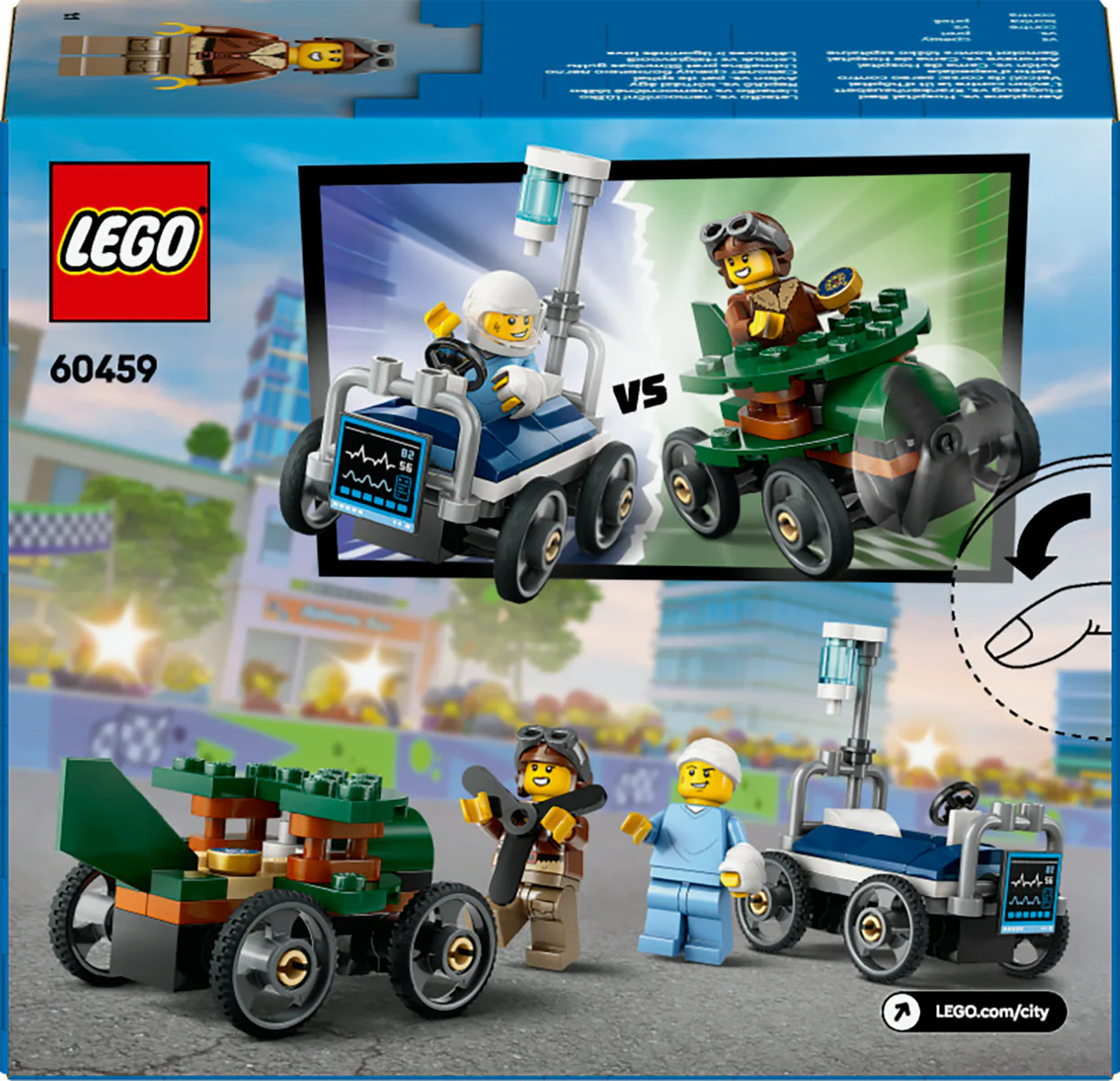 LEGO City Aeroplane vs. Hospital Bed Race Car Pack 60459 - Image 3