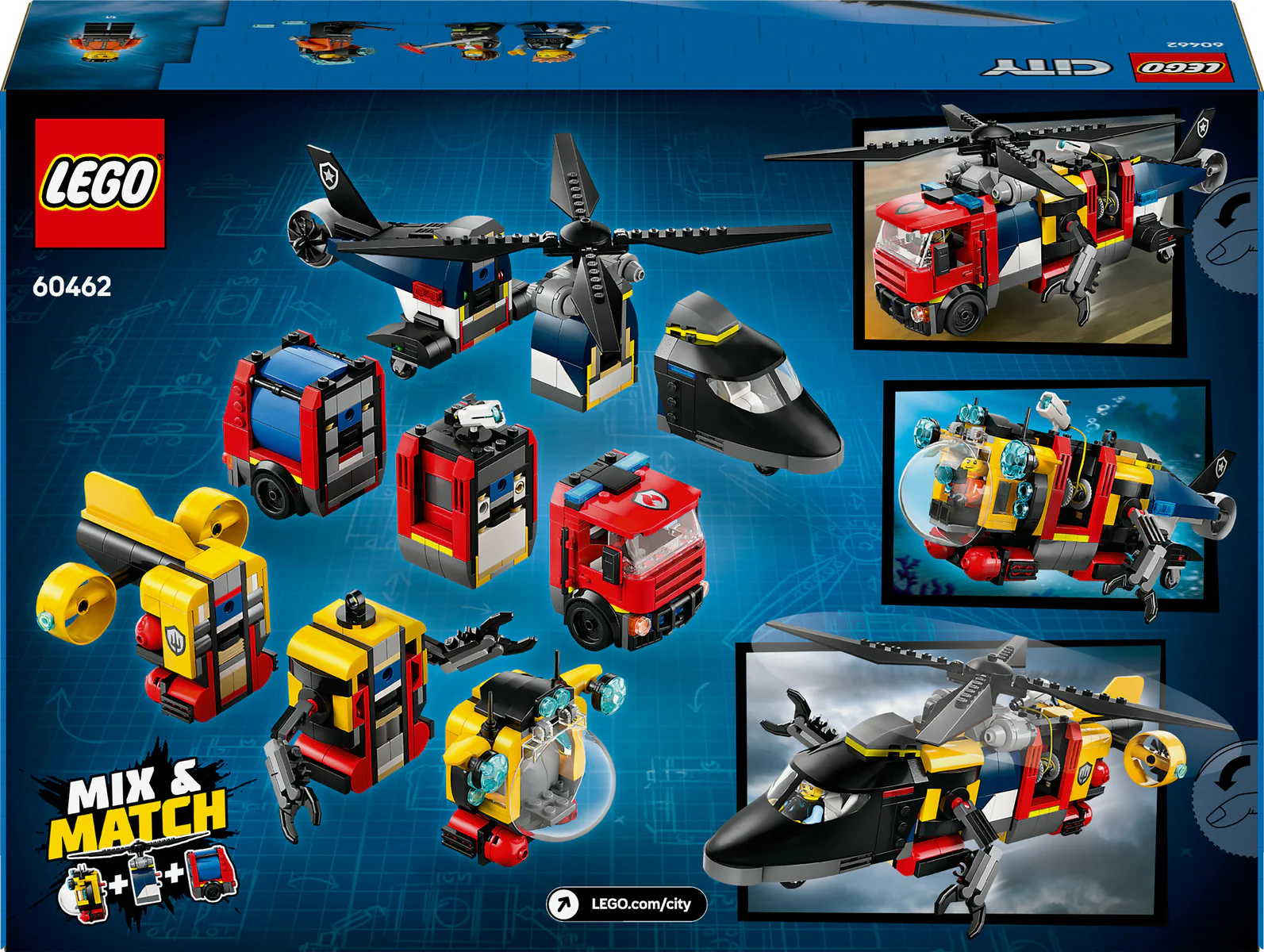 LEGO City Helicopter, Fire Engine & Submarine Remix 60462 - Image 3