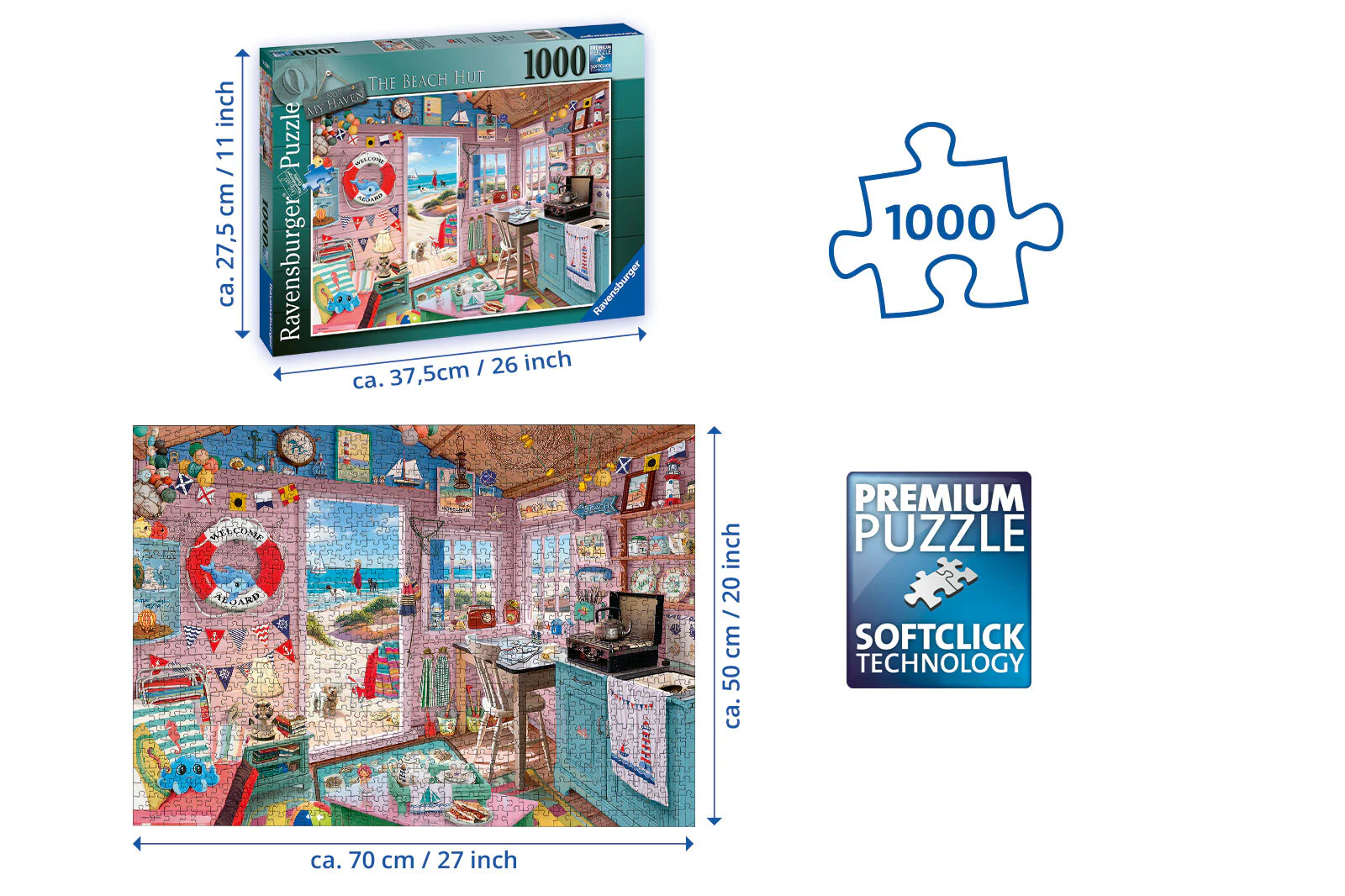 Ravensburger My Haven No7 The Beach Hut 1000 Piece Jigsaw Puzzle - Image 4