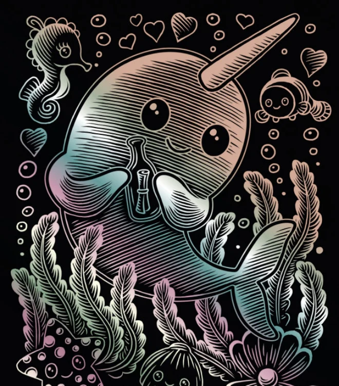 Kawaii Artfoil Holographic Narwhal - Image 2