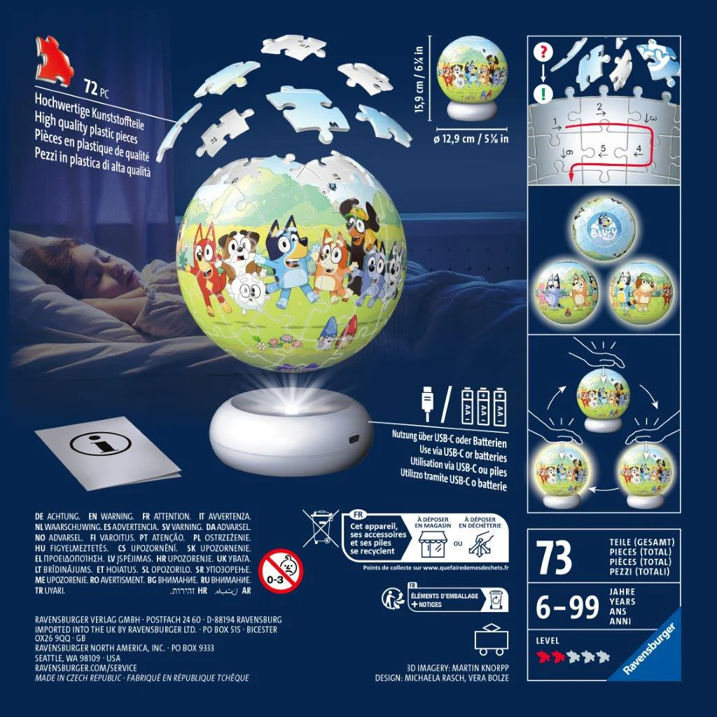 Ravensburger Bluey Lit 72 piece 3D Jigsaw Puzzle - Night Light - Image 7