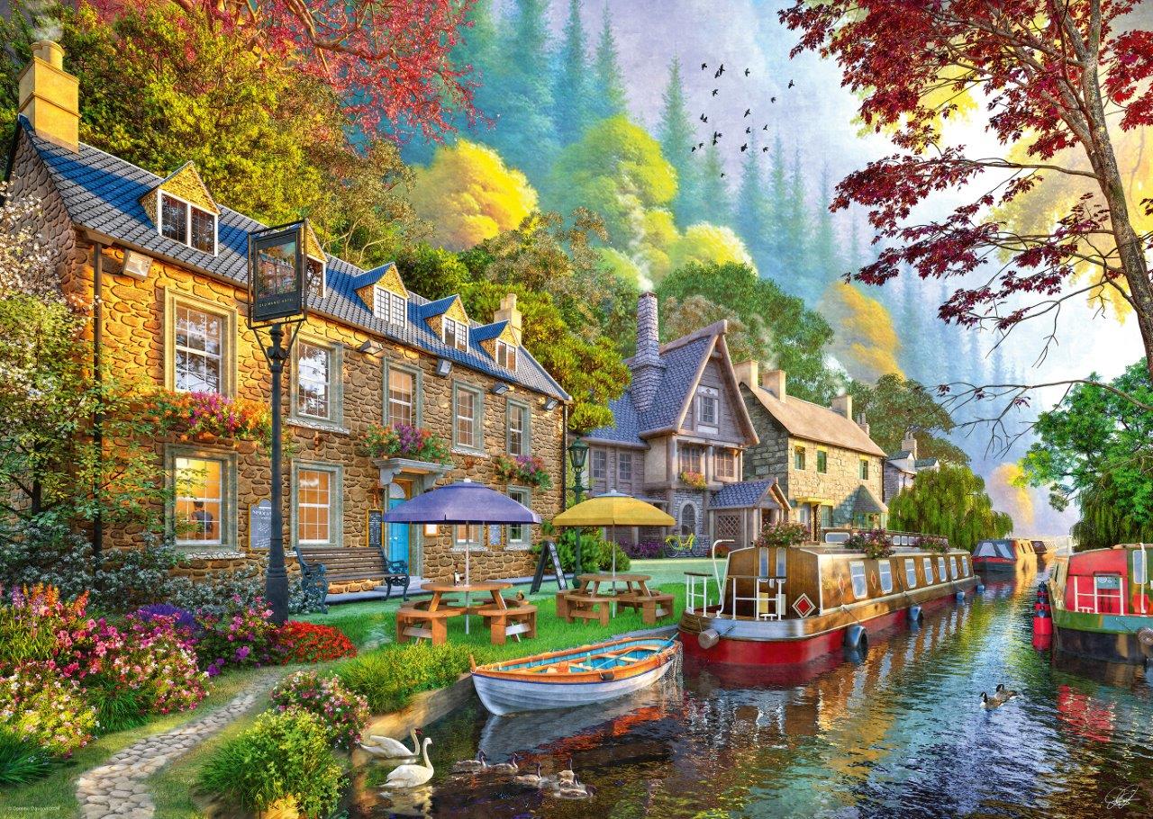 Ravensburger Down Lane No.6: Canal Side Lane 1000 Piece Jigsaw Puzzle - Image 2