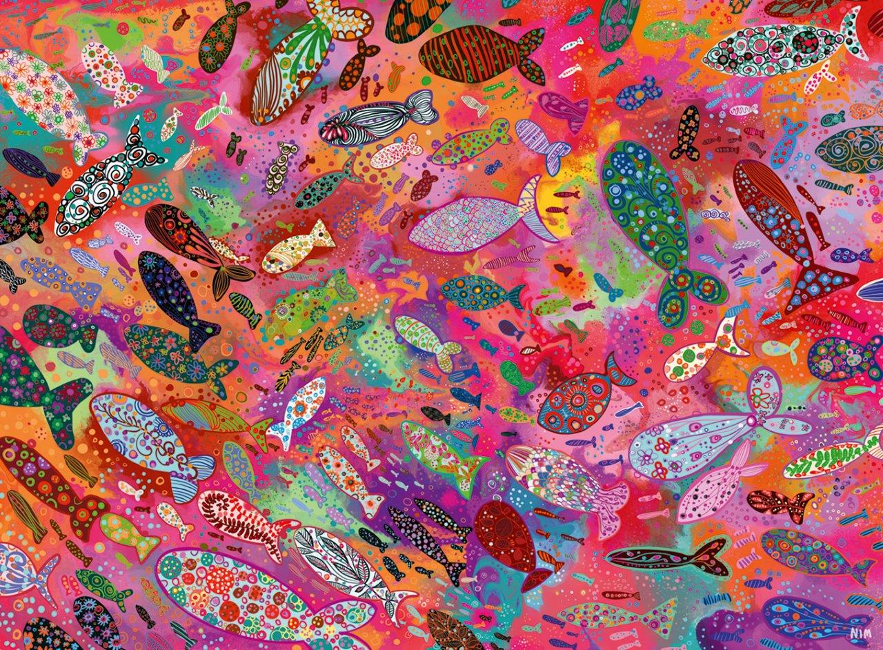 Ravensburger Fish in Fuchsia 500 Piece Jigsaw Puzzle - Image 2