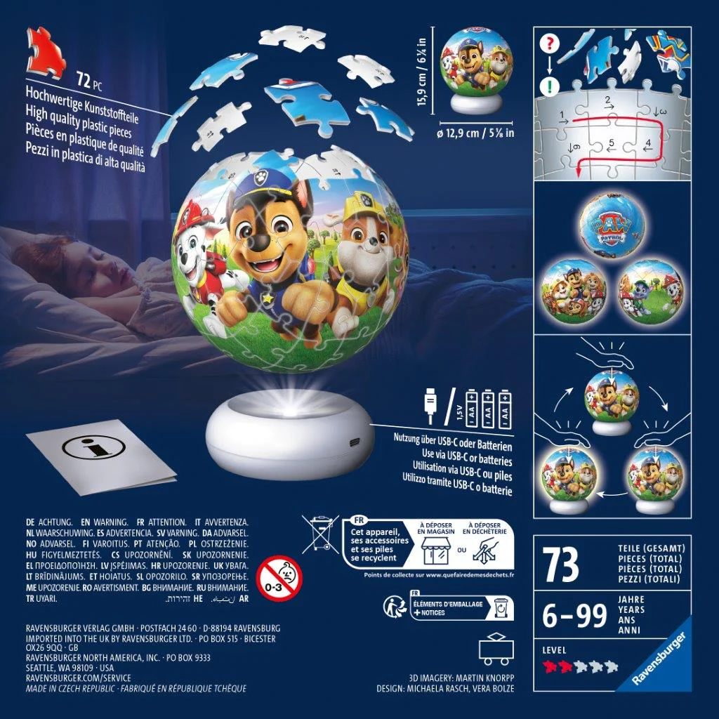 Ravensburger Paw Patrol Lit 72 piece 3D Jigsaw Puzzle - Night Light - Image 7