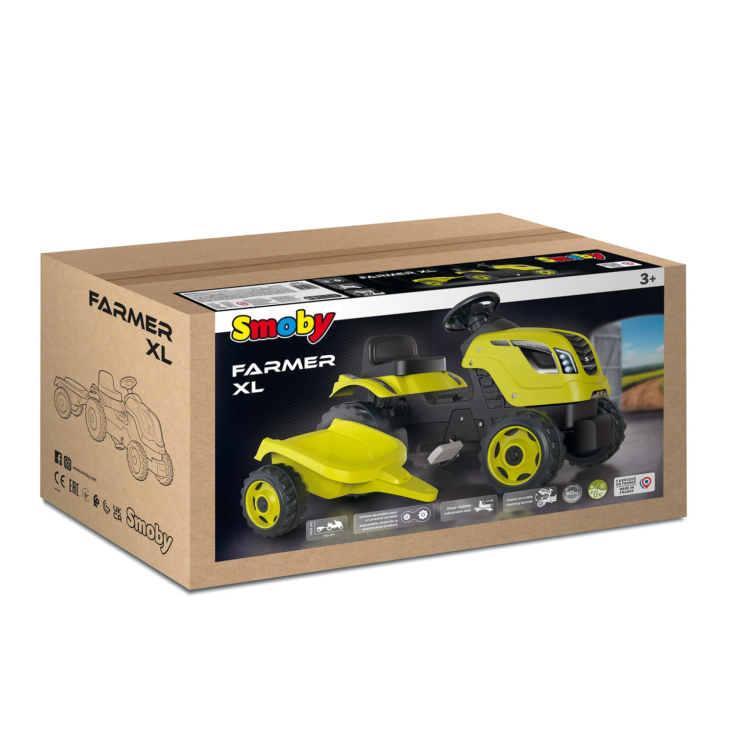 Smoby Farmer XL Green Tractor and Trailer - Image 2