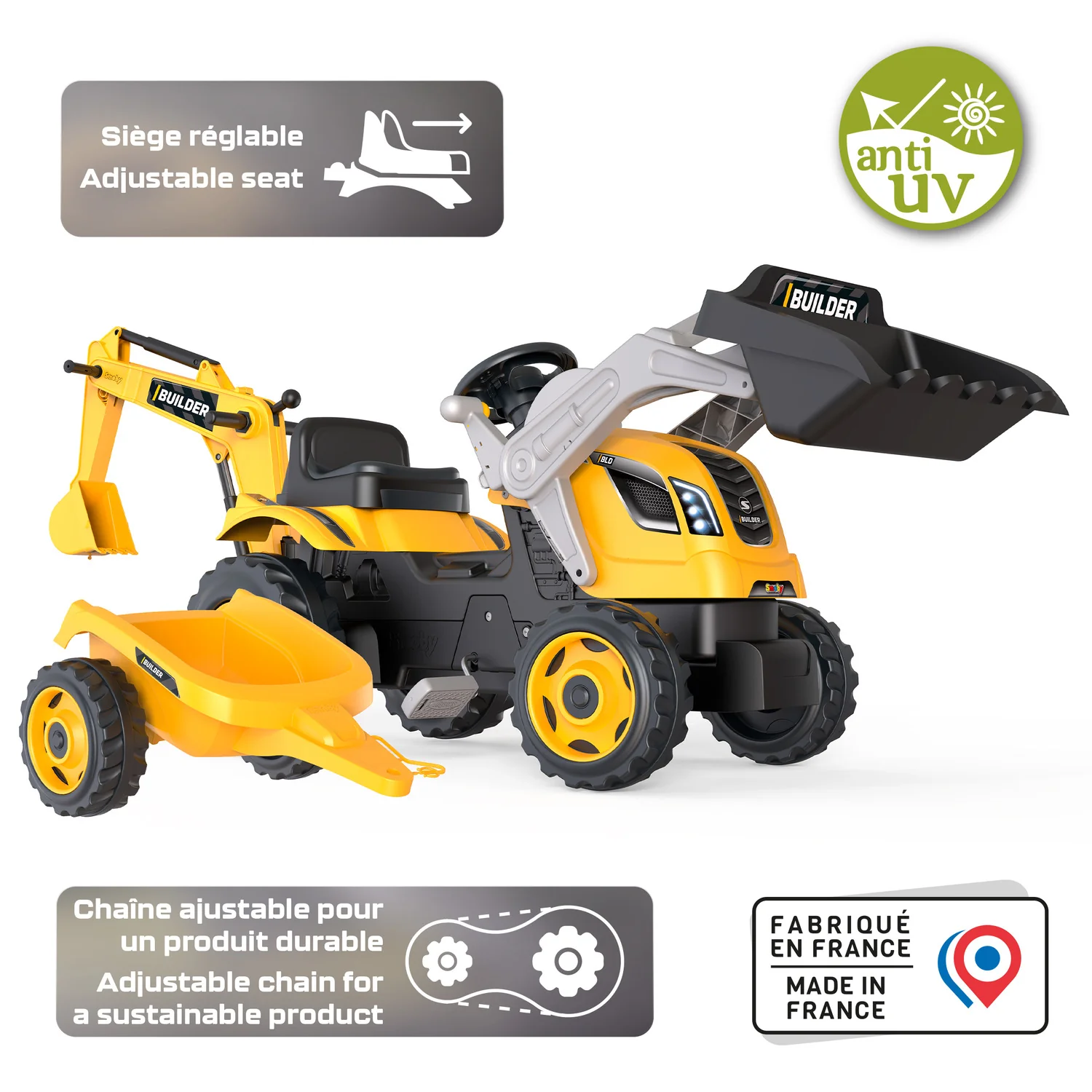 Smoby Builder Maxx Tractor and Trailer - Image 3