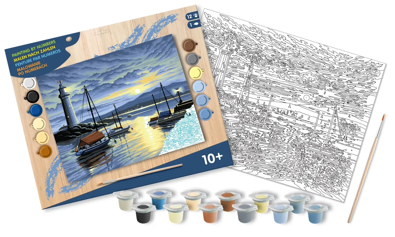 Senior Painting By Numbers Harbour at Sunrise - Image 3