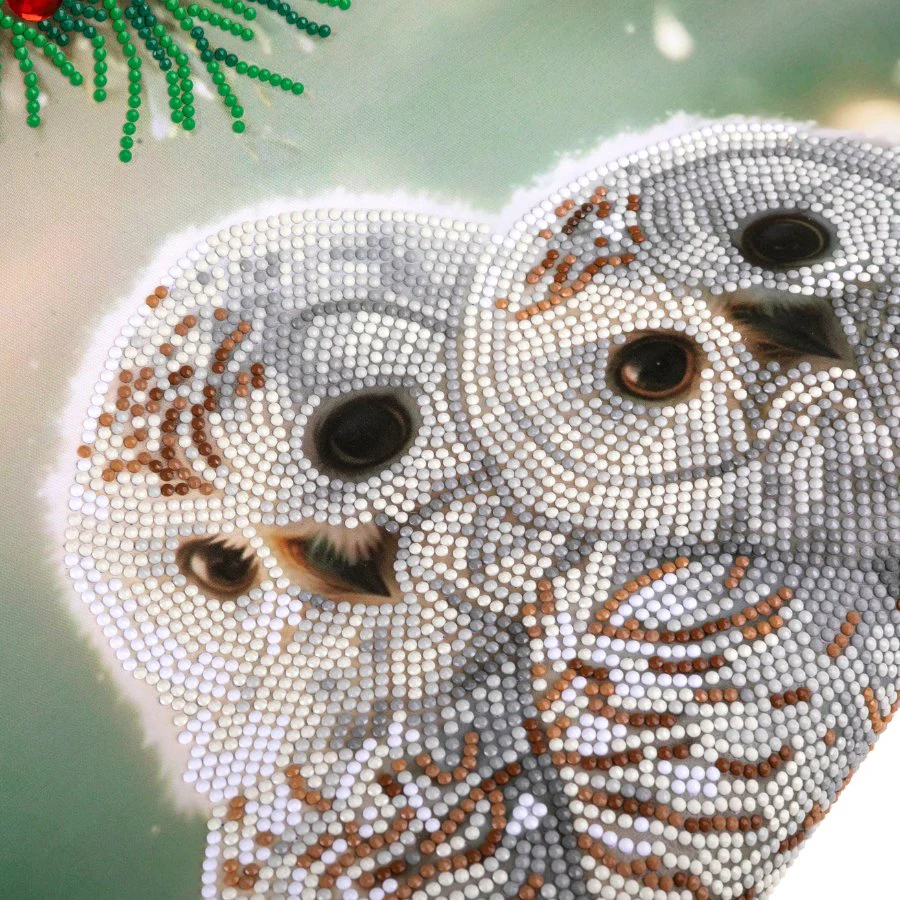 Snowy Owls Sanctuary, 40x50cm Crystal Art Scroll - Image 4