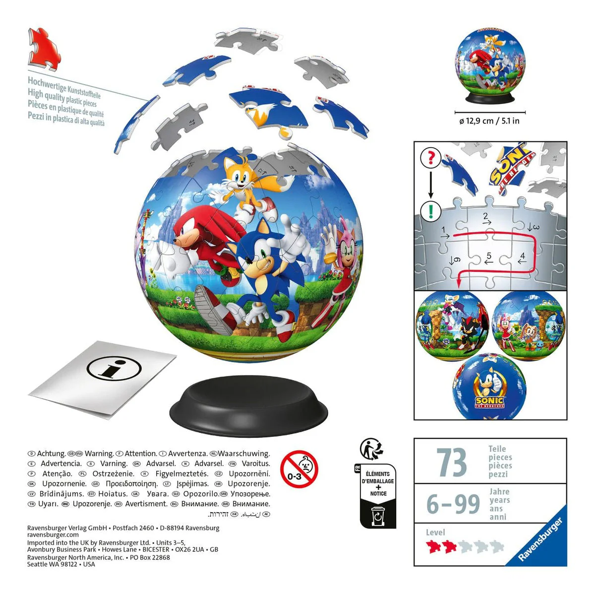 Ravensburger Sonic 72pc Piece 3D Puzzle Ball - Image 4