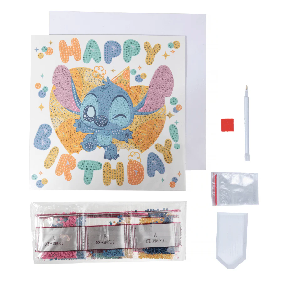 Stitch Birthday, 18x18cm Crystal Art Card - Image 2