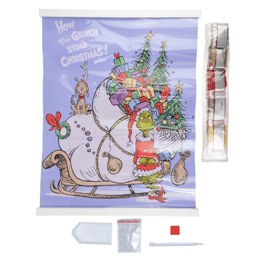 How The Grinch Stole Christmas, 40x50cm Crystal Art Scroll - Image 6