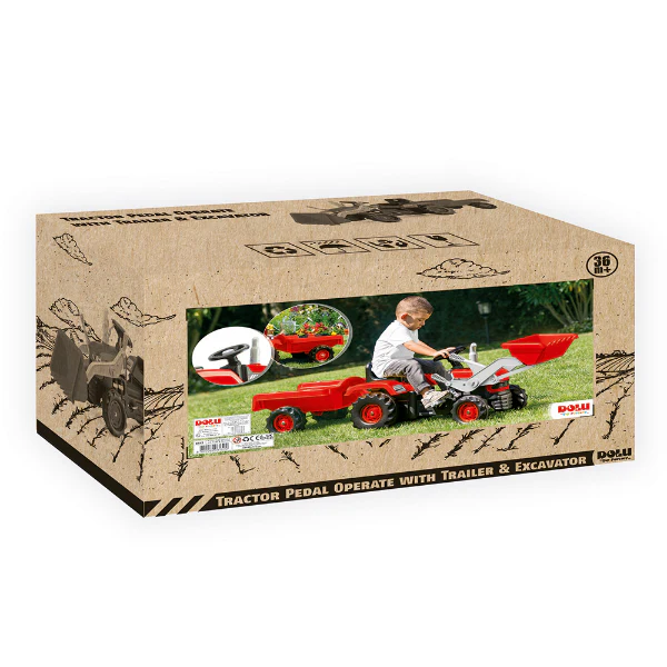 Tractor Pedal Operated With Trailer & Excavator Red - Image 2