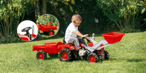 Tractor Pedal Operated With Trailer & Excavator Red - Image 3