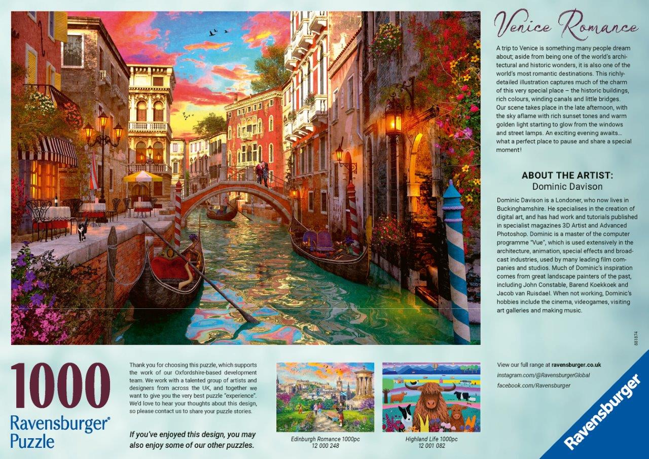 Ravensburger Venice Romance 1000 Piece Jigsaw Puzzle - Image 3