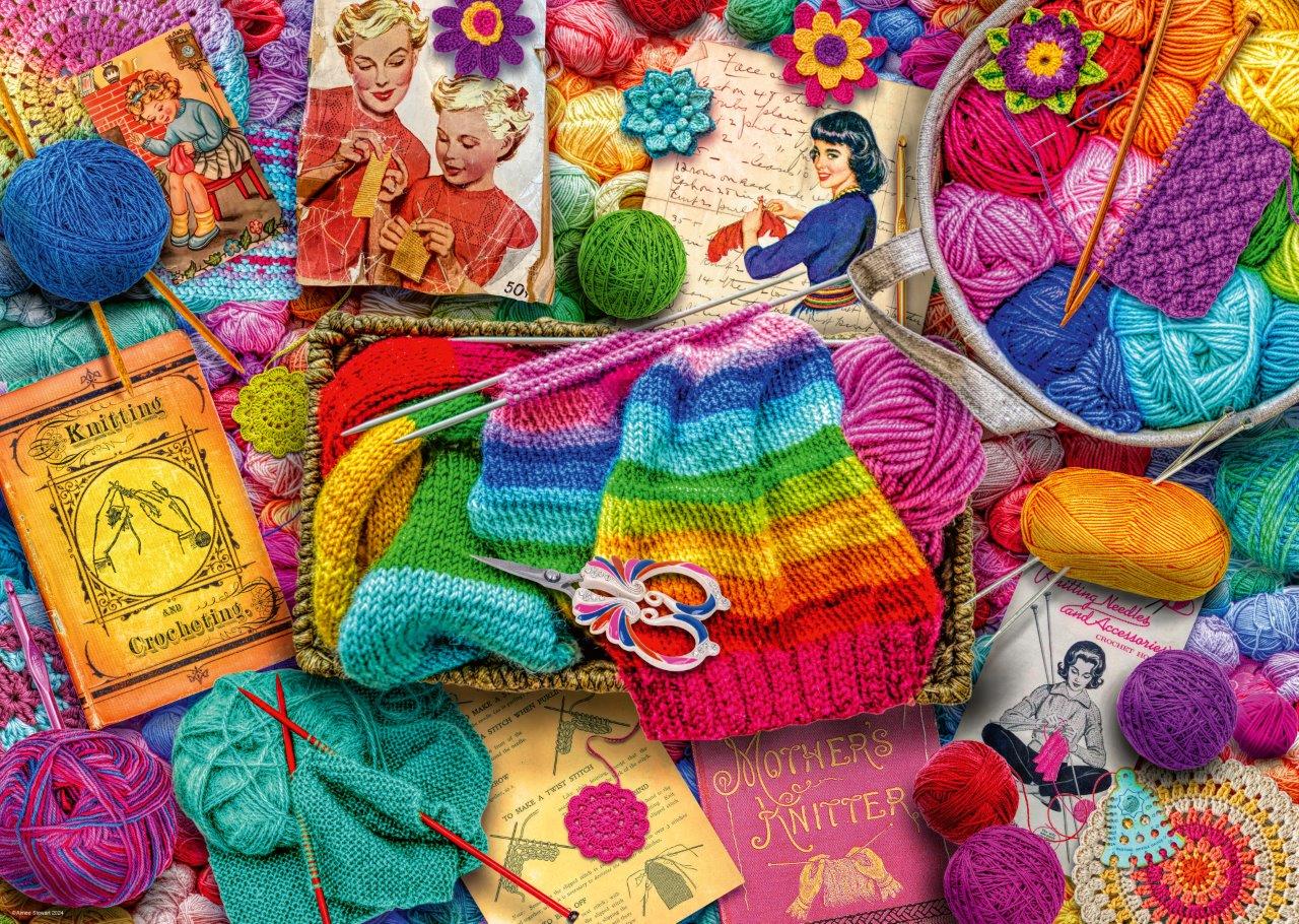 Ravensburger Vintage Knitting & Crochet 1000 Piece Jigsaw Puzzle - Image 2