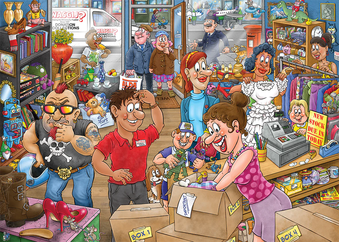 Jumbo Wasgij Mystery 29 Donation Debacle! 1000 Piece Jigsaw Puzzle - Image 2